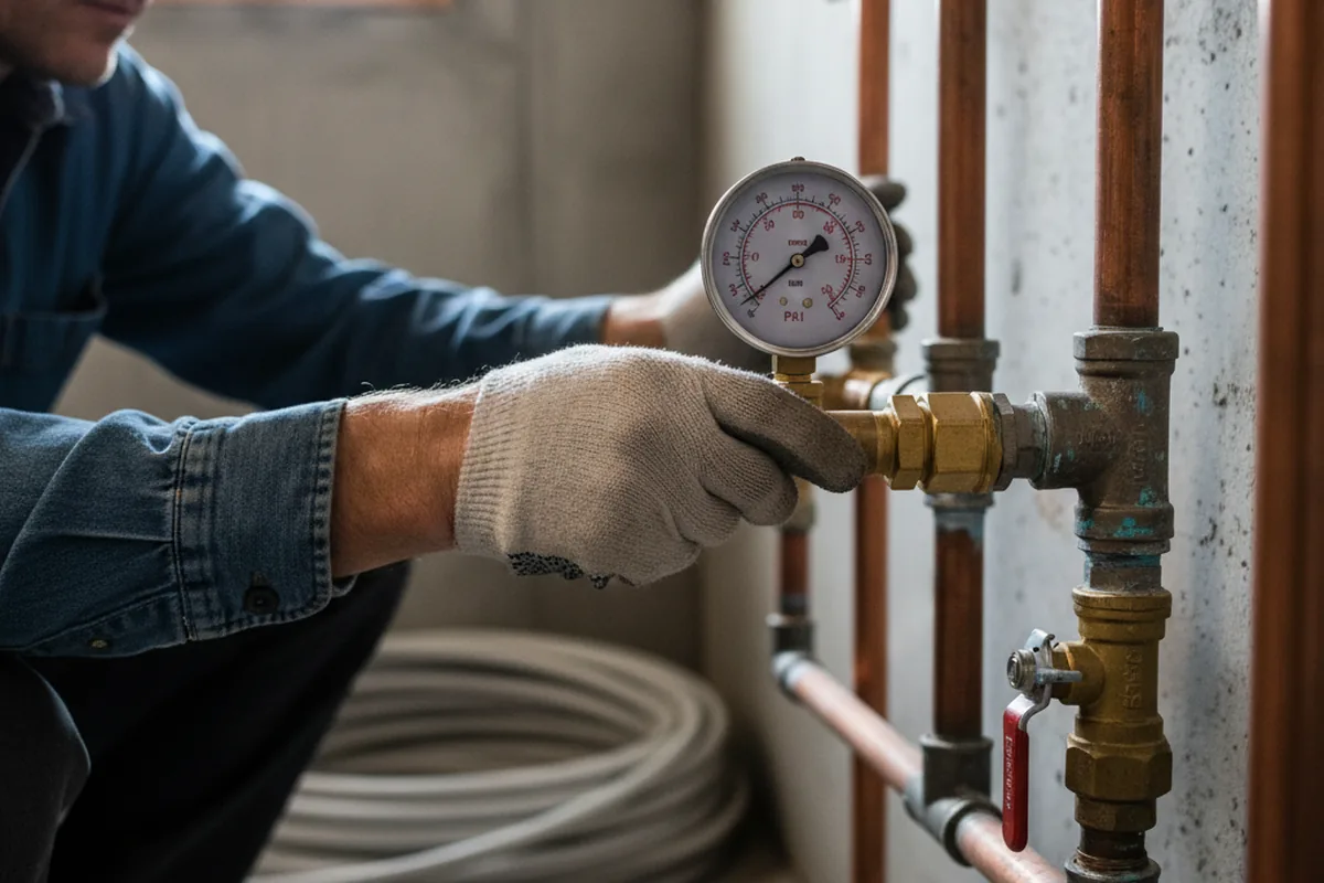 Pressure testing a repaired line during Water Line Repair in Brant